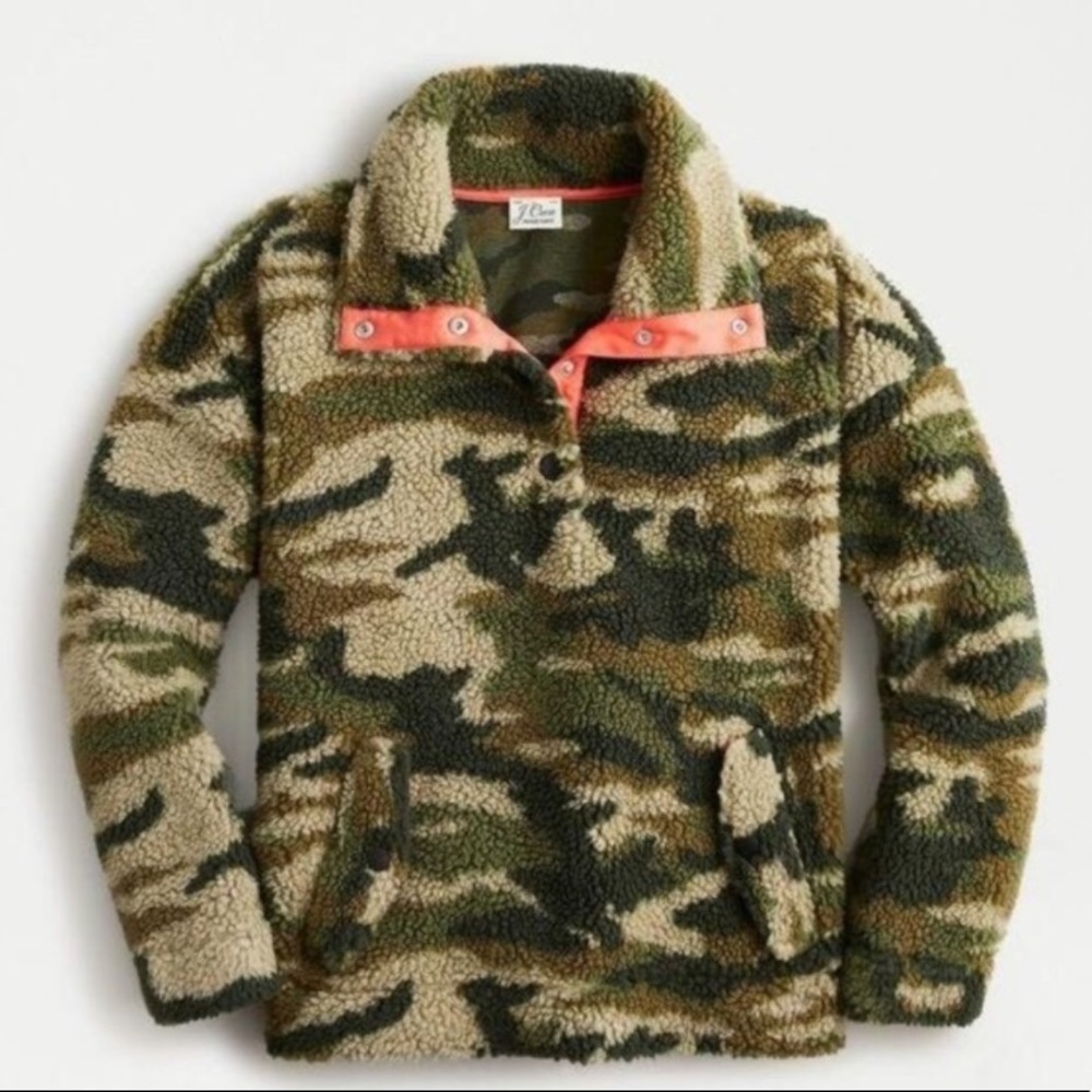 J.Crew Sherpa Fleece Sweatshirt in Camo